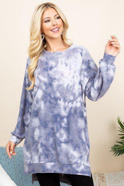 Ultra Cozy Tie Dye French Terry Brush Oversize Casual Pullover | Mixtshop LLC Main image