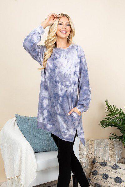 Ultra Cozy Tie Dye French Terry Brush Oversize Casual Pullover Secondary image