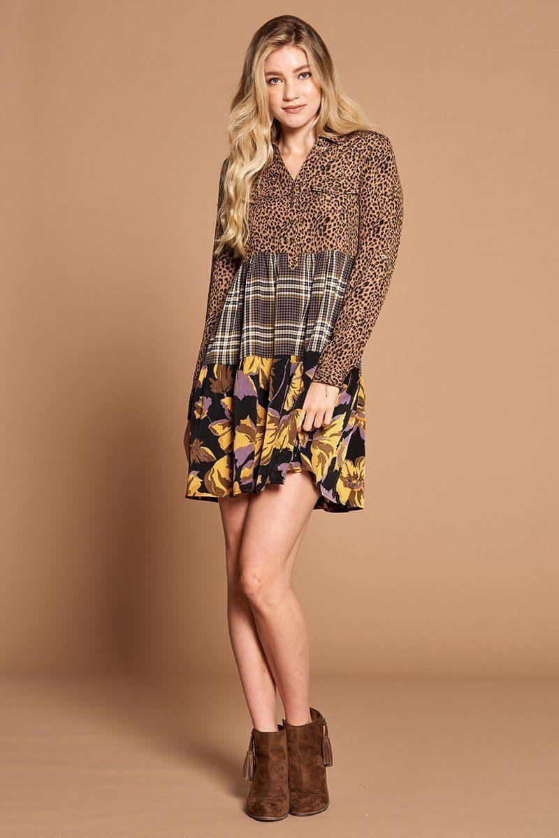 Cheetah Print Button-down Collard Shirt Dress Secondary image