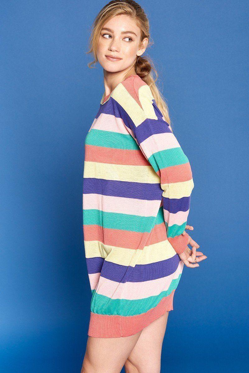 Multi-colored Striped Knit Sweater Dress | Mixtshop LLC