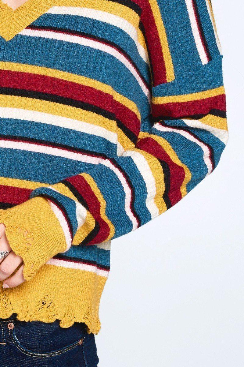 Multi-colored Variegated Striped Knit Sweater | Mixtshop LLC