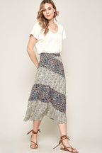 A Floral-print Woven Midi Skirt | Mixtshop LLC