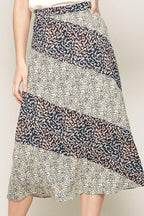A Floral-print Woven Midi Skirt | Mixtshop LLC