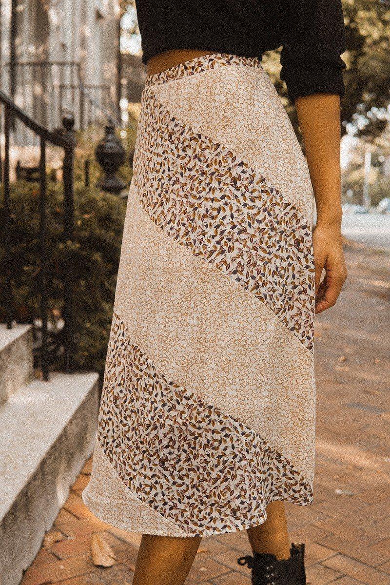 A Floral-print Woven Midi Skirt | Mixtshop LLC