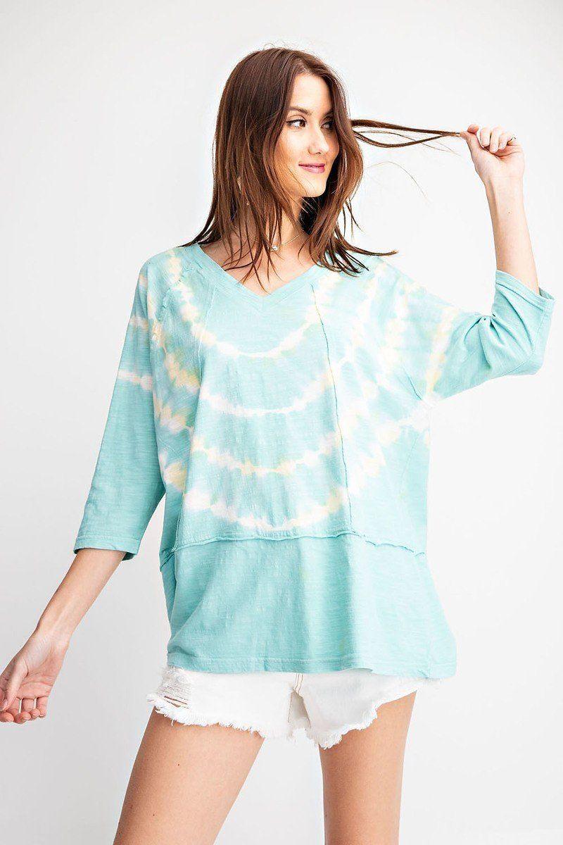 3/4 Sleeves Special Washed Boxy Cotton Slub Top | Mixtshop LLC