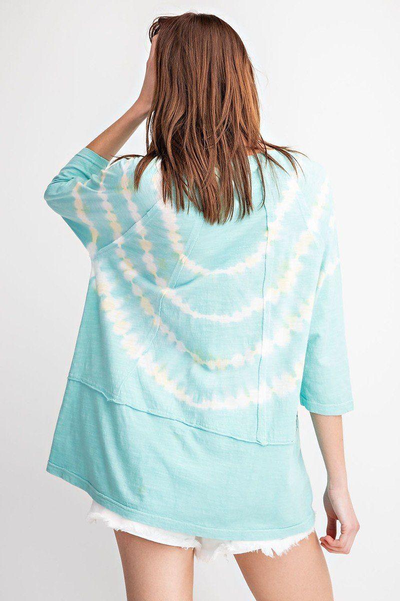 3/4 Sleeves Special Washed Boxy Cotton Slub Top | Mixtshop LLC