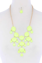 Brushed Oval Shape Dangle Metal Necklace | Mixtshop LLC
