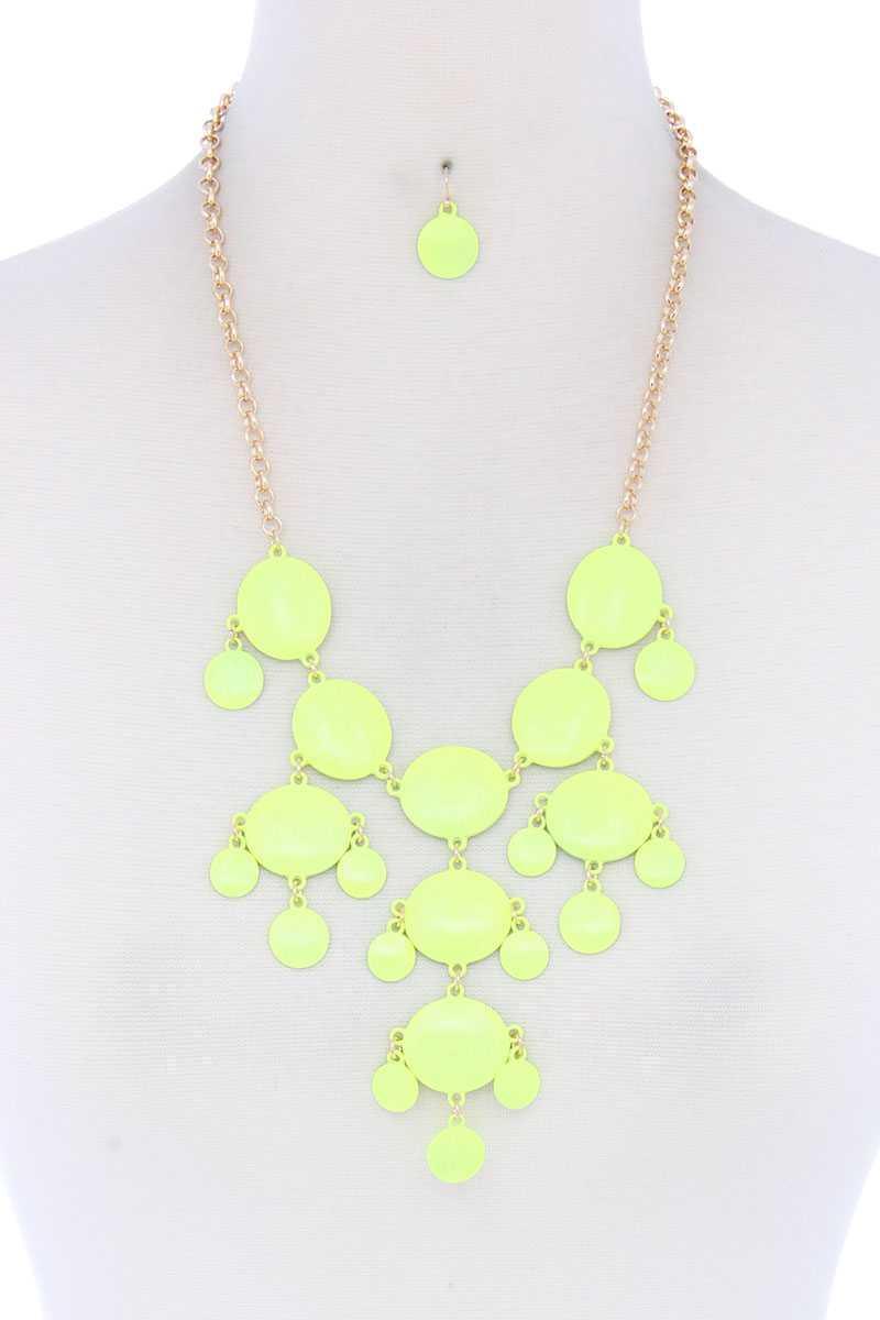 Brushed Oval Shape Dangle Metal Necklace | Mixtshop LLC