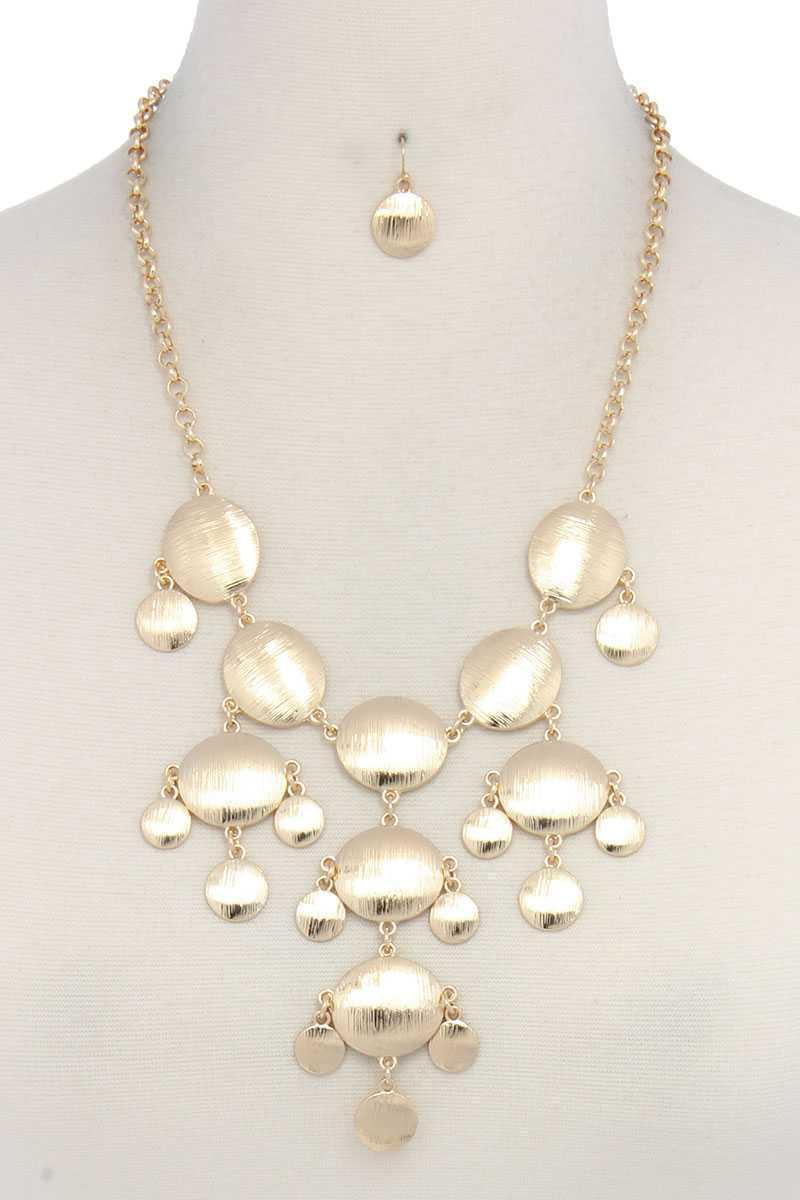 Brushed Oval Shape Dangle Metal Necklace | Mixtshop LLC