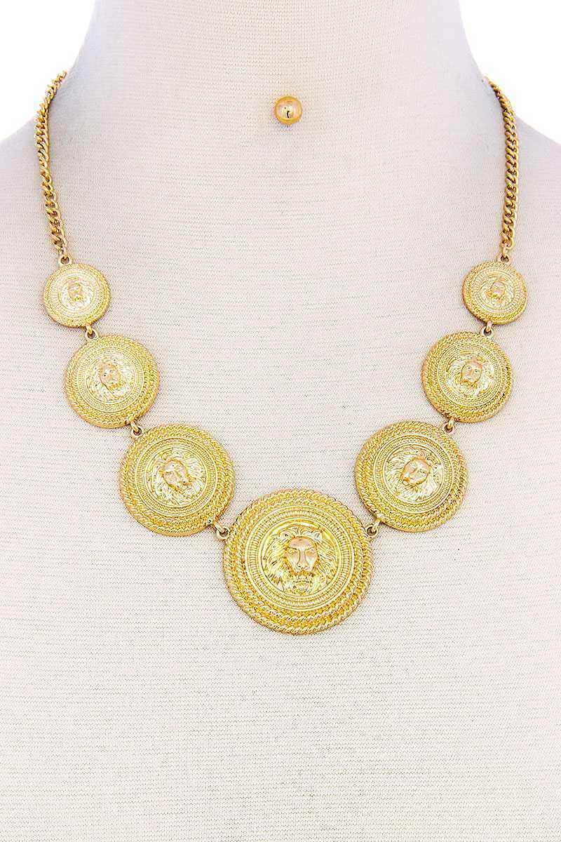 Lion Head Circle Linked Necklace | Mixtshop LLC