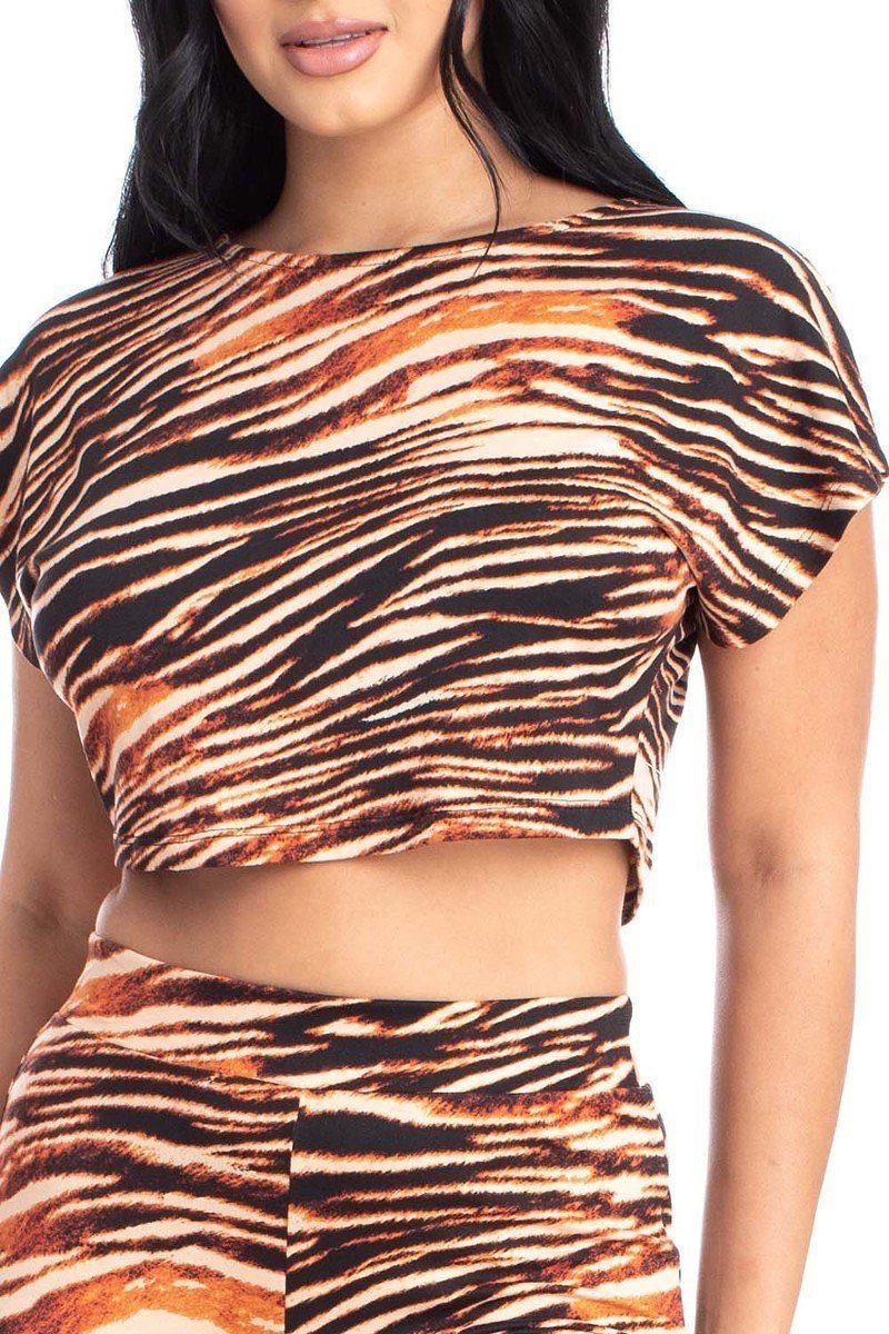 Zebra Print Crop Top And Palazzo Pants Set | Mixtshop LLC