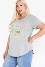 Usa Tour Graphic Round Hem Short Sleeve Top | Mixtshop LLC