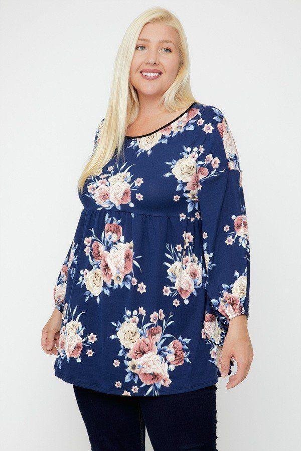 Floral, Bubble Sleeve Tunic | Mixtshop LLC Main image