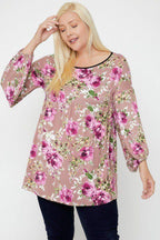 Floral, Bubble Sleeve Tunic | Mixtshop LLC
