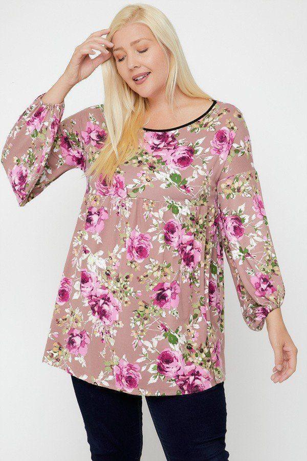 Floral, Bubble Sleeve Tunic | Mixtshop LLC