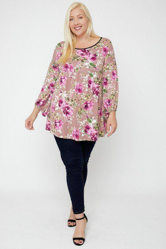 Floral, Bubble Sleeve Tunic | Mixtshop LLC