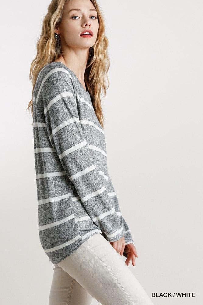 Striped Round Neck Long Sleeve Top Secondary image