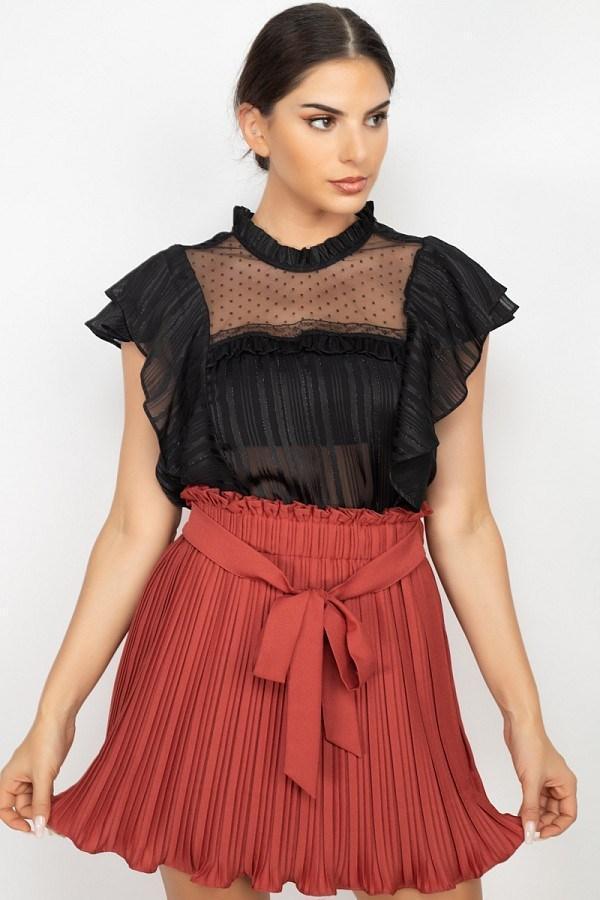 Short Sleeve Ruffle Shadow Top | Mixtshop LLC Main image