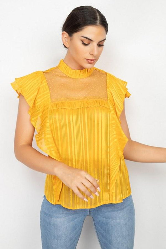Short Sleeve Ruffle Shadow Top | Mixtshop LLC