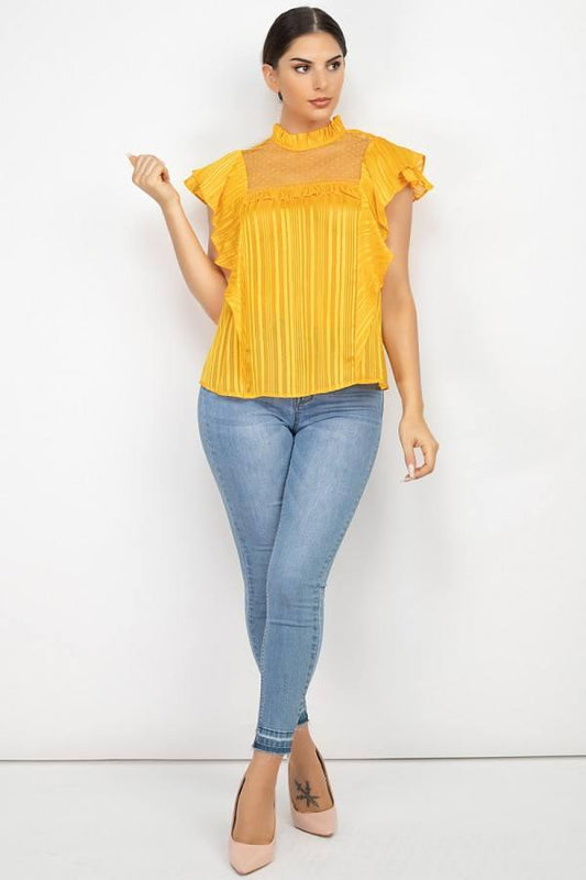 Short Sleeve Ruffle Shadow Top | Mixtshop LLC