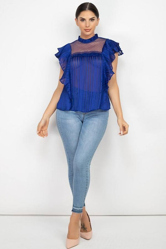 Short Sleeve Ruffle Shadow Top | Mixtshop LLC
