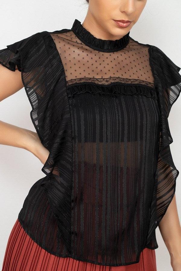 Short Sleeve Ruffle Shadow Top | Mixtshop LLC