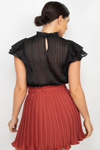 Short Sleeve Ruffle Shadow Top | Mixtshop LLC