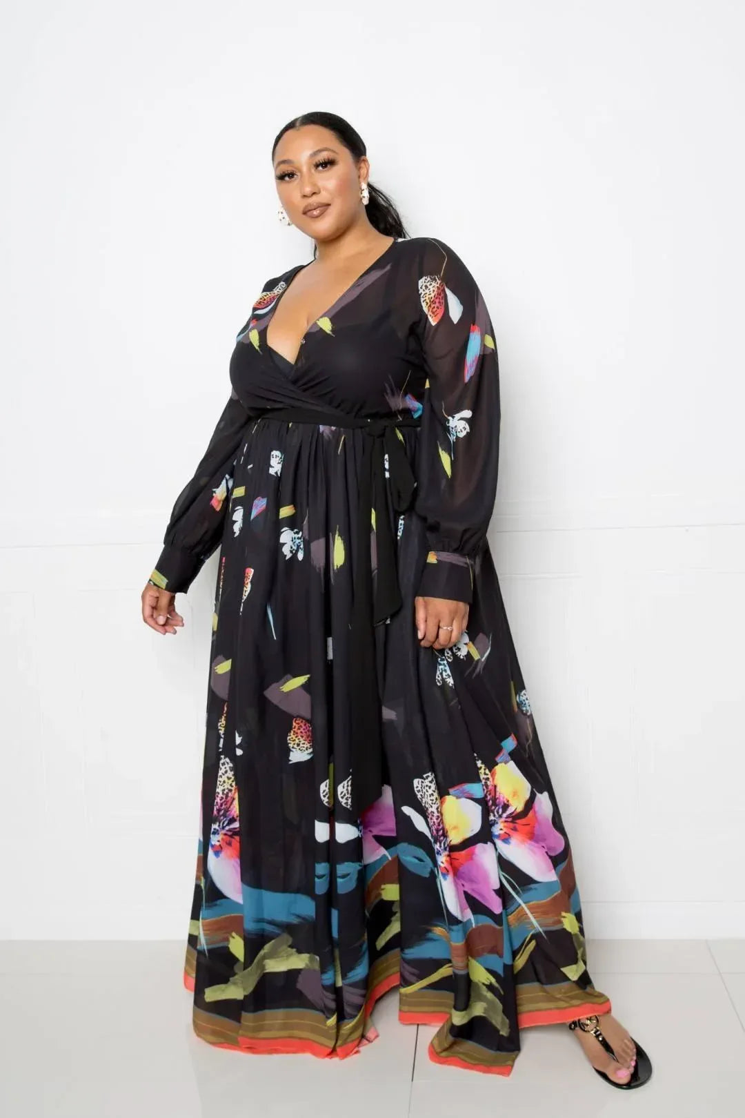 Tropical Print Maxi Dress | Mixtshop LLC Main image