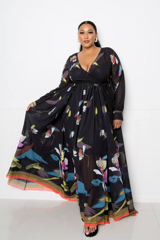 Tropical Print Maxi Dress | Mixtshop LLC