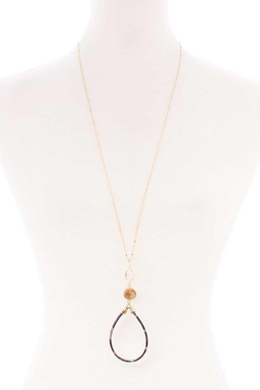 Teardrop Pendant Long Necklace