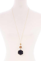 Marbling Natural Stone Pendant Long Necklace | Mixtshop LLC