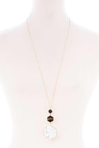 Marbling Natural Stone Pendant Long Necklace | Mixtshop LLC