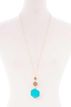 Marbling Natural Stone Pendant Long Necklace | Mixtshop LLC