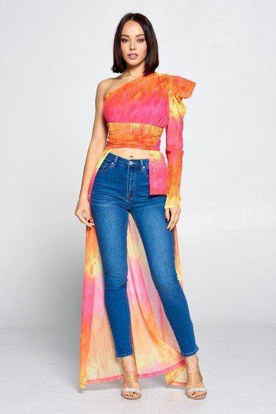 Tie Dye One Shoulder Top | Mixtshop LLC Main image
