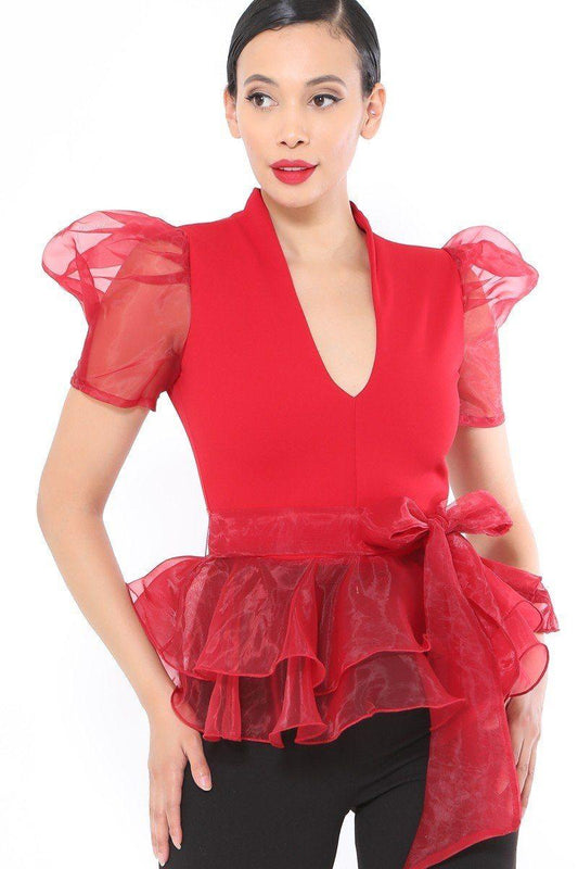 Organza Puff Short Sleeve Fashion Top | Mixtshop LLC