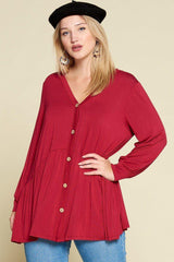 Plus Size Solid Heavy Rayon Modal Jersey Faux Button Up | Mixtshop LLC