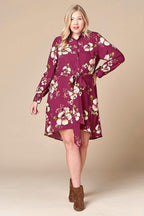 Floral Woven Button-down Collared Shirt Dress | Mixtshop LLC