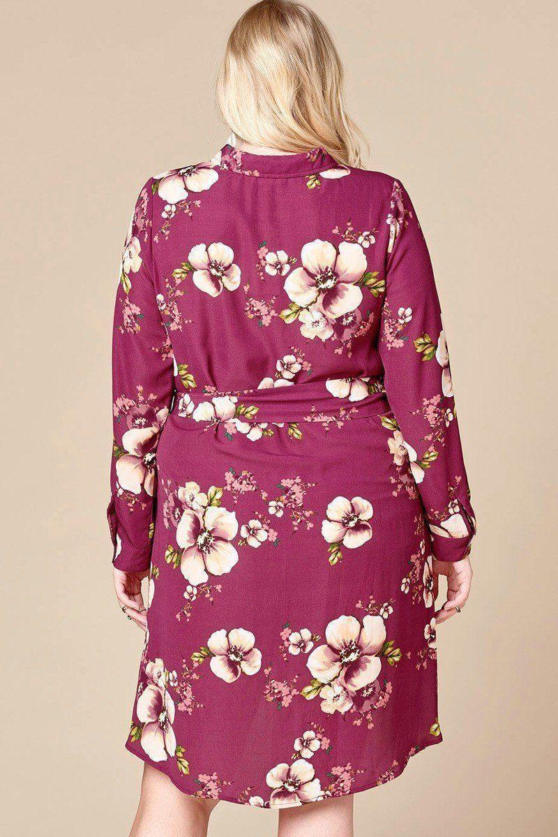 Floral Woven Button-down Collared Shirt Dress | Mixtshop LLC