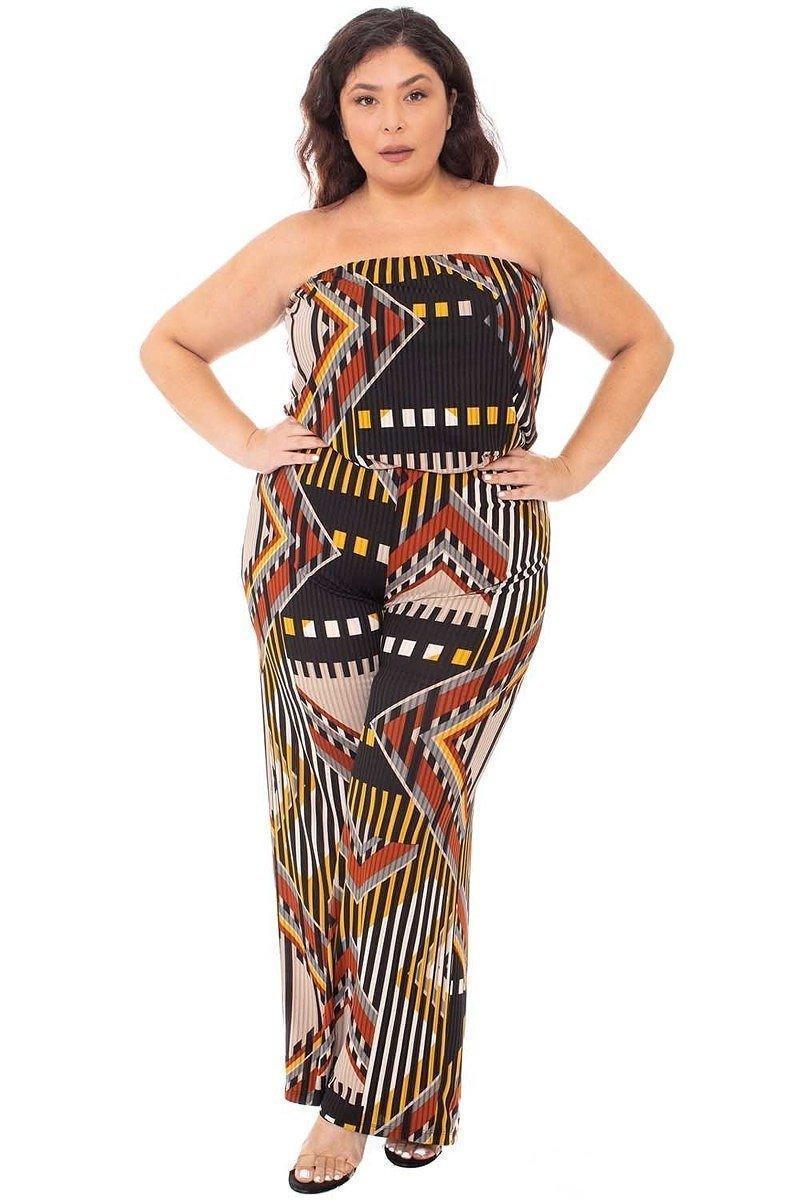 Abstract Print Tupbe Top Plus Size Jumpsuit | Mixtshop LLC