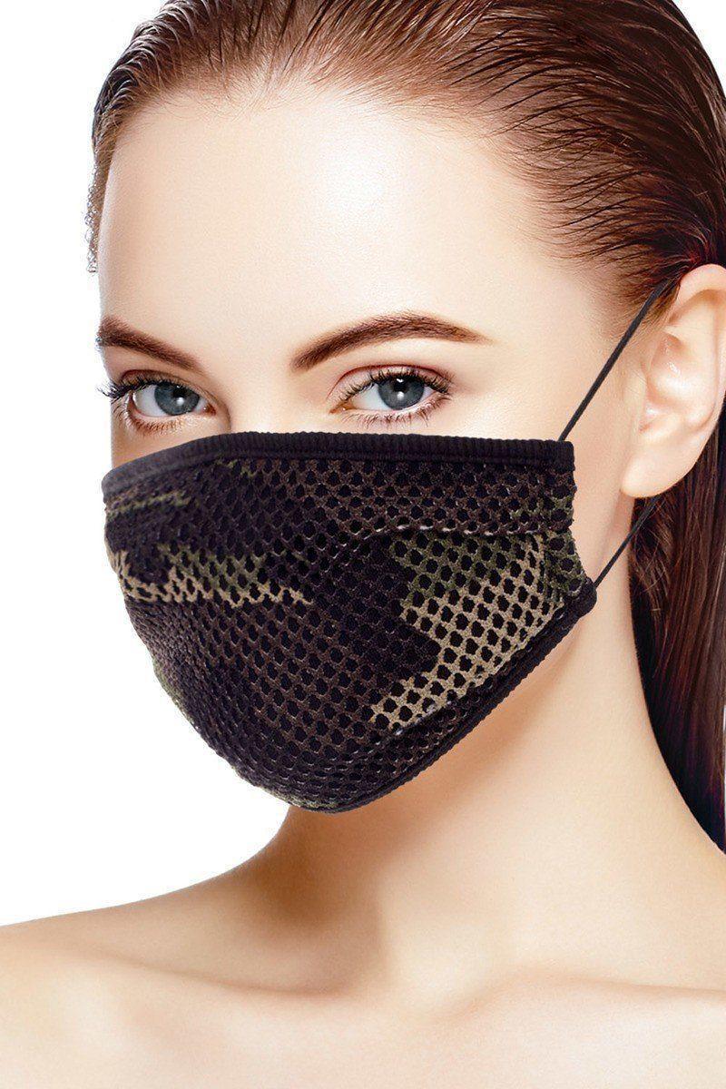 Mesh Leopard And Camouflauge Print Face Mask | Mixtshop LLC Main image