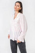 A Floral Eyelet And Solid Mixed Top | Mixtshop LLC