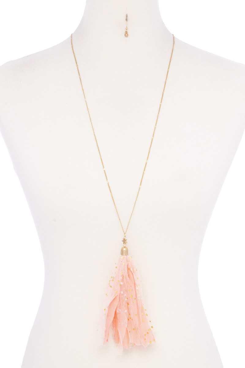 Metallic Stars Tulle Tassel Necklace | Mixtshop LLC Main image