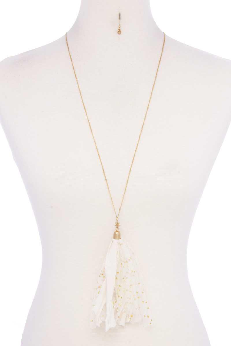 Metallic Stars Tulle Tassel Necklace Secondary image