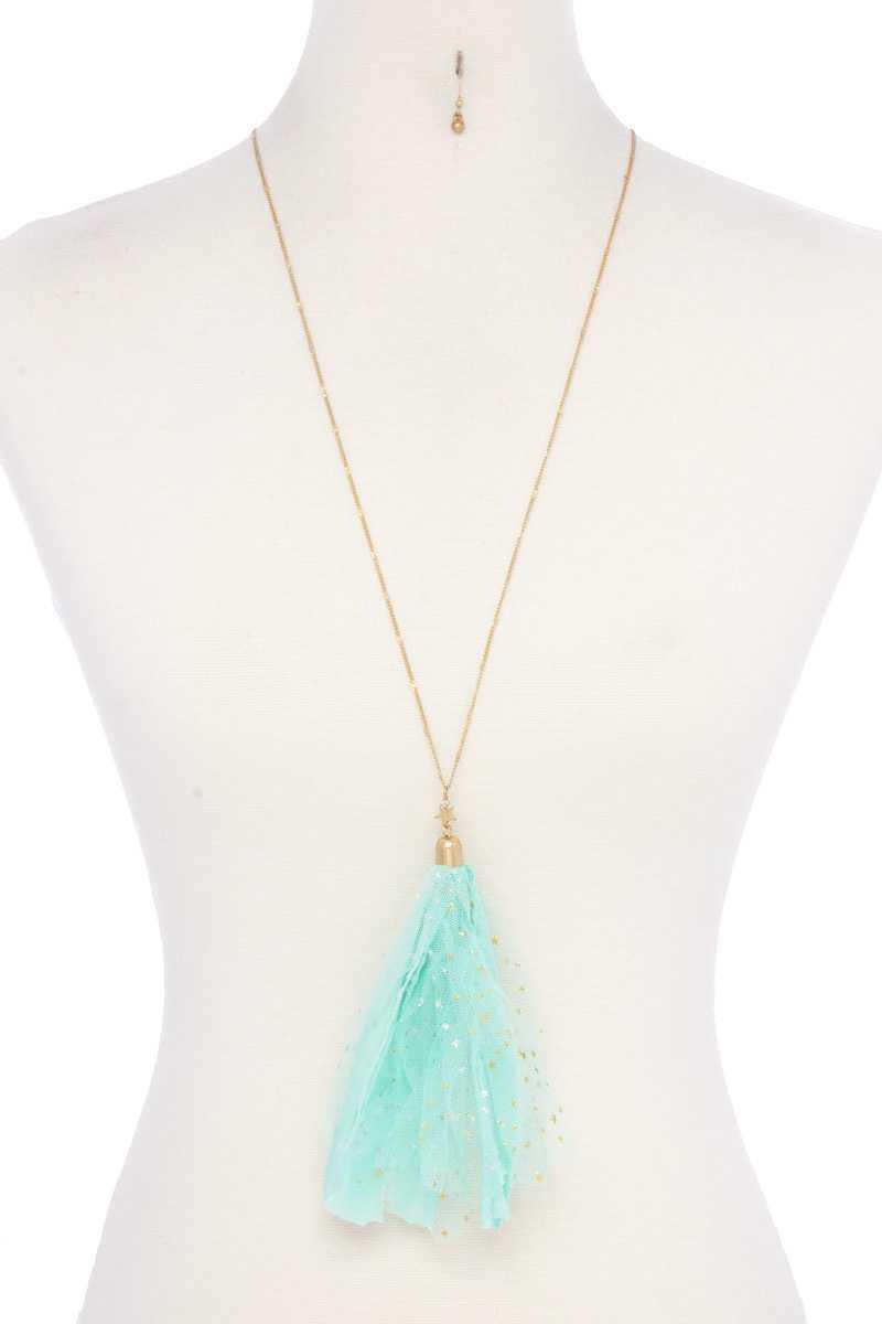 Metallic Stars Tulle Tassel Necklace | Mixtshop LLC