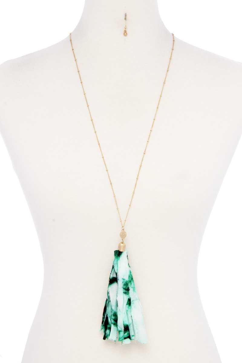 Tye Dye Fabric Tassel Necklace | Mixtshop LLC Main image