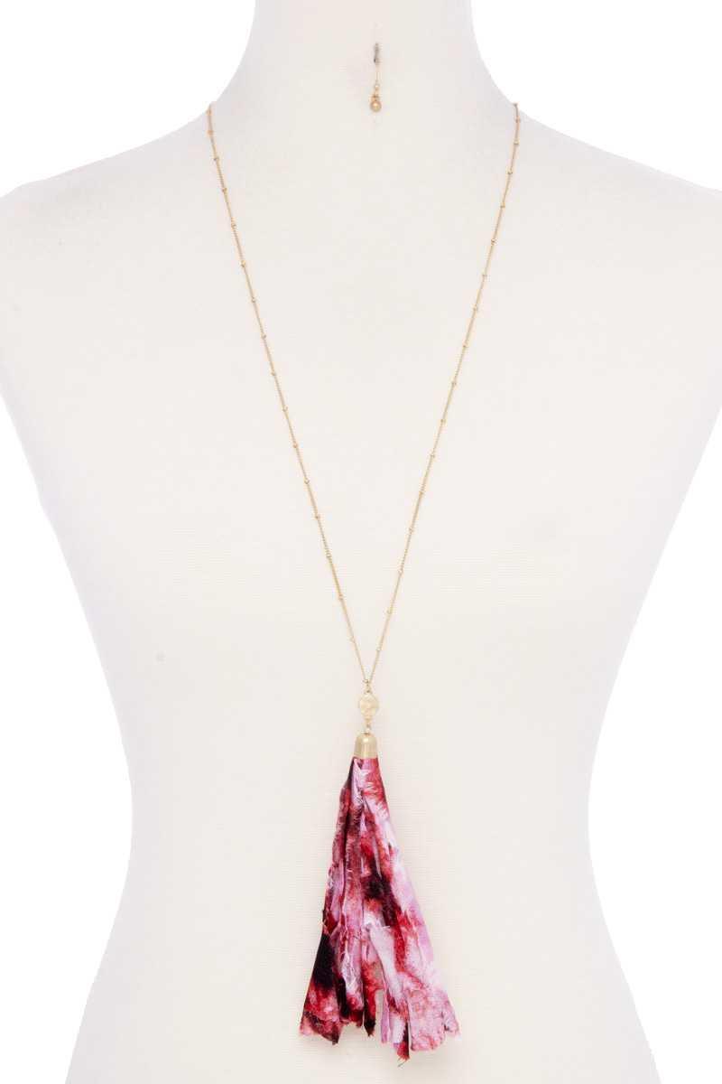 Tye Dye Fabric Tassel Necklace Secondary image