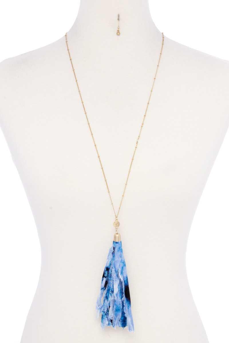 Tye Dye Fabric Tassel Necklace | Mixtshop LLC