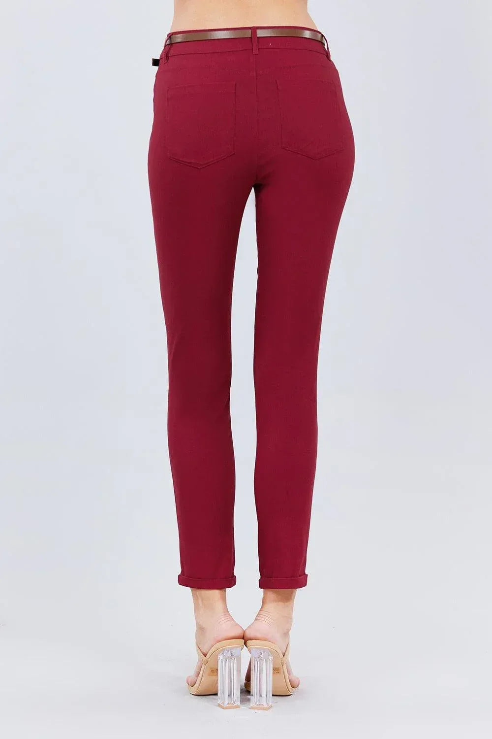 Belted Textured Long Pants | Mixtshop LLC