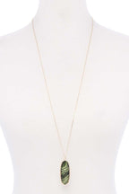 Acetate Oval Metal Edge Pendant Necklace | Mixtshop LLC