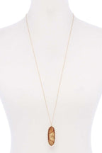 Acetate Oval Metal Edge Pendant Necklace | Mixtshop LLC